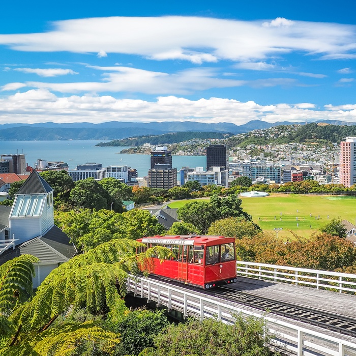 Kabelbanen / sporvognen til Botanisk Have i Wellington, New Zealand