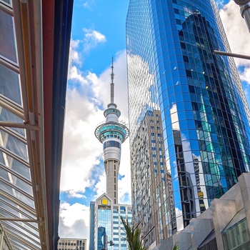 Sky Tower set fra Aucklands centrum - New Zealand