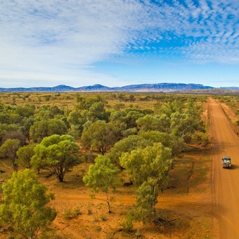 4 wd på dirt road gennem Australiens outback