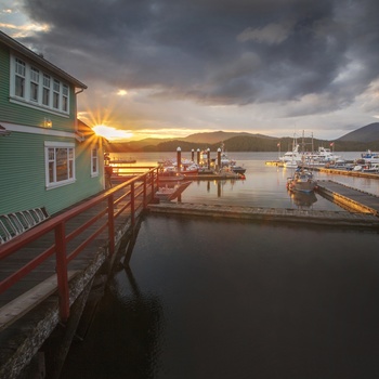 Solnedgang fra Cow Bay i Prince Rupert - British Columbia