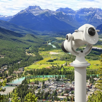 Udsigt til Banff og Bow River Valley - Alberta - Canada