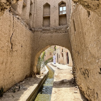 Falaj vandingssystem i Birkat Al Mouz - ruinby i Oman