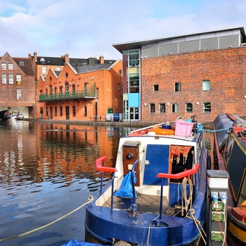 Gas Street Basin - knudepunkt for kanalerne i Birmingham, England