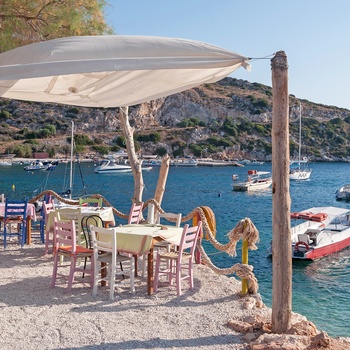 Cafe i havene i Agios Nikolaos på Kreta