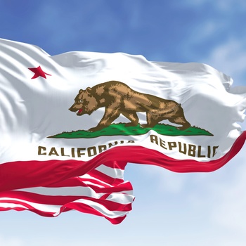 Californiens flag og Stars and Stripes
