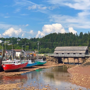 Kystbyen St. Martins ved Fundy Bugten i New Brunswick, Canada