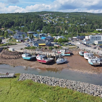 Kystbyen Alma ved Fundy burgen i New Brunswick, Canada