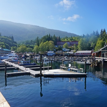 Marinaen i Telegraph Cove, Vancouver Island i Canada