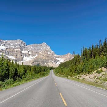 Vej gennem Rocky Mountains i Canada