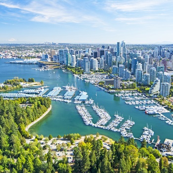 Luftfoto af Vancouver om sommeren, British Columbia i Canada