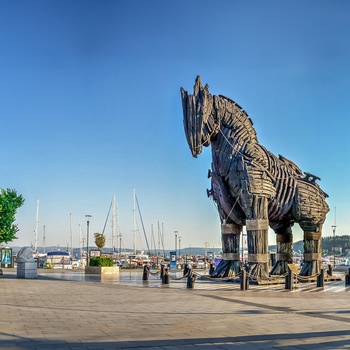 Den ikoniske trojanske hest fra filmen Troy i Çanakkale - Tyrkiet