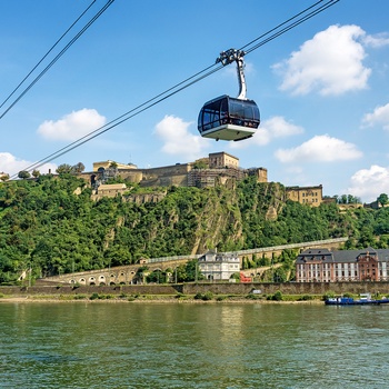 Kabelbane over Rhinen til Ehrenbreitstein fæstningen i Koblenz, Tyskland
