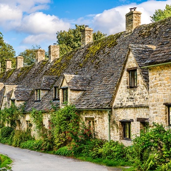 England, Gloucestershire, Cotswolds, Bibury - traditionelle stenhuse på række ved Arlington Row
