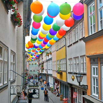 Krämerbrücke med balloner, Erfurt