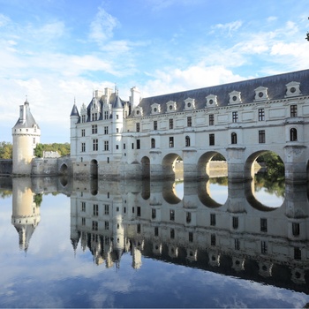 Slottet Chateau de Chenonceau i Loiredalen med galleriet, Frankrig