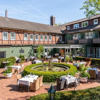 Niemeyers Romantik Posthotel, terrasse og have  - Nordtyskland