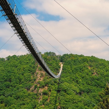 Geierlay Hängeseilbrücke tæt på Mosel