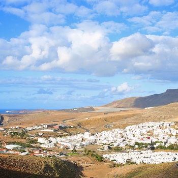 Udsigt til byen Agaete på Gran Canaria, Spanien