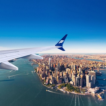 Icelandair fly over New York City