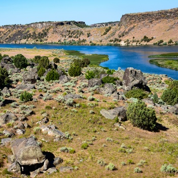 Massacre Rocks State Park og Snake River i Idaho