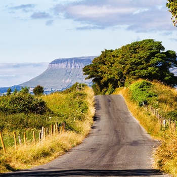 Irland, County Sligo - vejen til det grønne bjerg Benbulbin