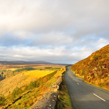 Vej gennem Wicklow bjergene om efteråret, Irland