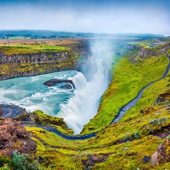 Luftfoto af Gullfoss vandfaldet - Island