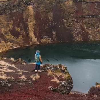 Udsigt over vulkankrateret Kerid, den gyldne cirkel Reykjavik, Island