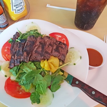 Churrasco Steak hos Mrs Marcs Kitchen i Key Largo, Florida