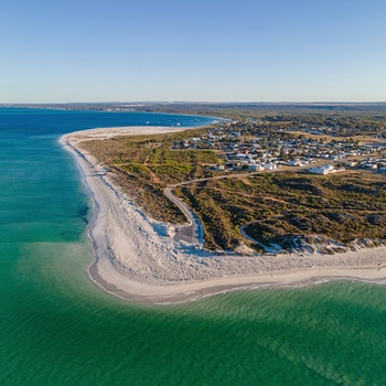 Luftfoto af fiskerbyen Cervantes i Western Australia
