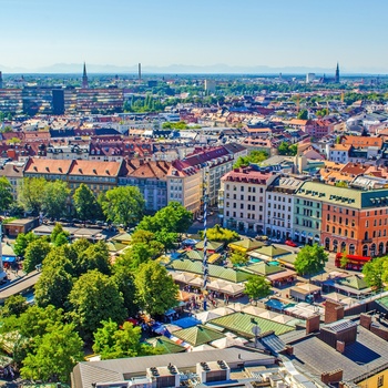 Udsigt til Viktualienmarkt i München, Sydtyskland