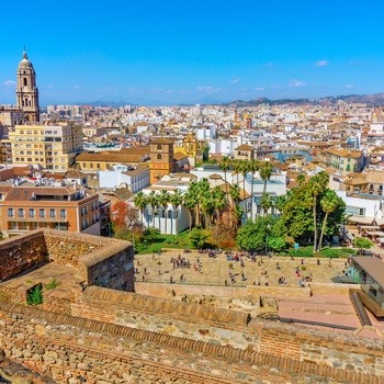 Panoramaudsigt ud over den gamle bydel i Malaga, Spanien