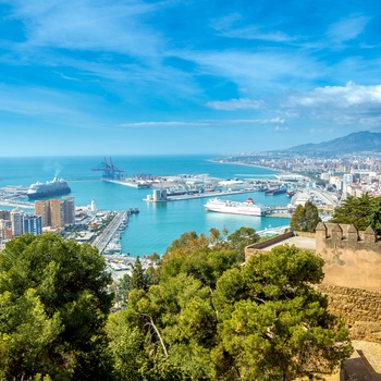 Panoramaudsigt ud over Malaga, Andalusien i Spanien