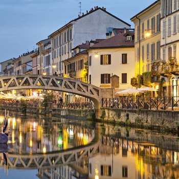 Aftenstemning i Navigli området, Milano