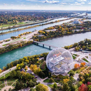Montreal Biosphere på Ile-Sainte-Helene i St. Lawrence floden, Quebec i Canada
