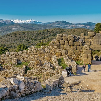 Udsigt ud over Mykene - et arkæologisk område nær Mykines på Peloponnes - Grækenland