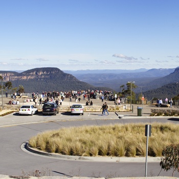 Parkeringsplads nær Echo Point med udsigt til Blue Mountains - New South Wales