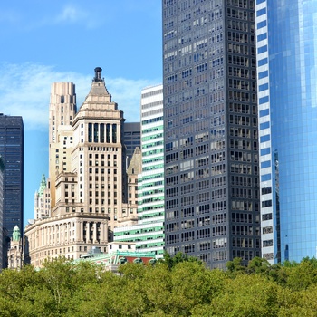 Højhuse set fra Central Park, Manhattan i New York, USA
