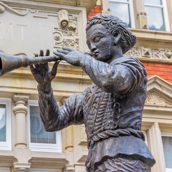 Statue i Hameln i Niedersachsen, Tyskland