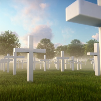 Den amerikanske kirkegård ved Ohama Beach i Normandiet, Frankrig