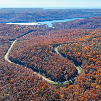 Pig Trail Scenic Byway gennem Ozark Mountains og National Forest i Arkansas