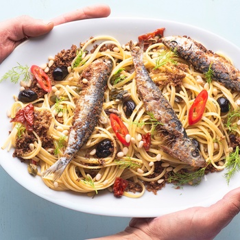 Pasta og sardiner  - lokal ret på Sicilien