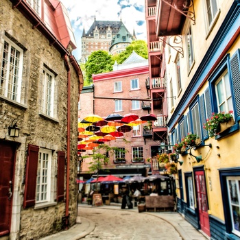 Quartier Petit Champlain, den ældste bydel i Quebec City, Canada