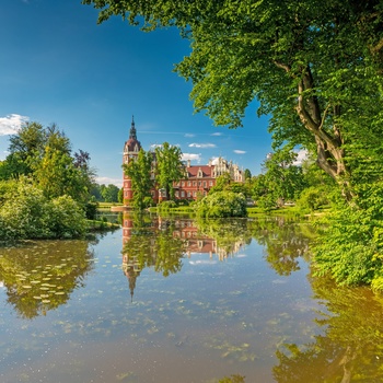 Muskauer Park og Slot ved byen Bad Muske, Sachsen - mellem Tyskland og Polen