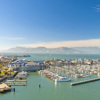 Udsigt til Fishermans Wharf i San Francisco, Californien