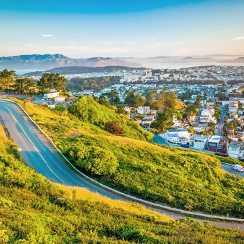 Udsigt til San Francisco fra Twin Peaks, Californien i USA