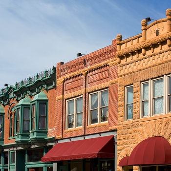 Smukke husfacader i Deadwood - South Dakota i USA