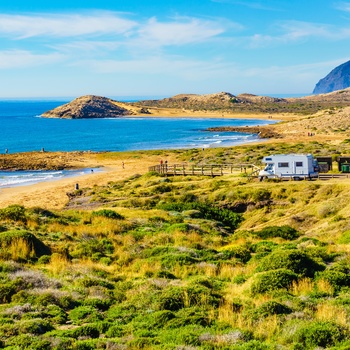 Autocamper med familie ved kysten i Murcia regionen - Spanien