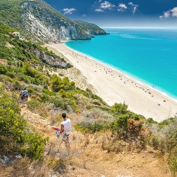 Stranden Mylos Beach på øen Lefkada - Grækenland