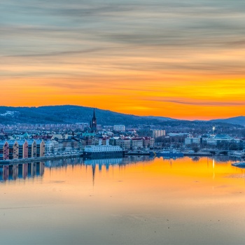 Solnedgang over Sundsvall, Sverige